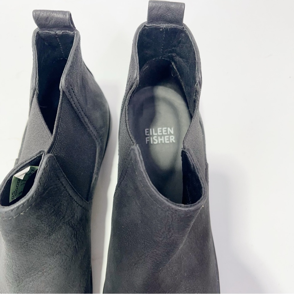 🛍️Eileen Fisher Washed Leather Ankle Bootie Comfort Slip On Flat Hi Top Sneaker - Picture 5 of 6